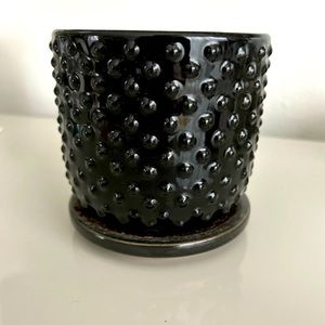 Small black planter with beautiful dotted texture